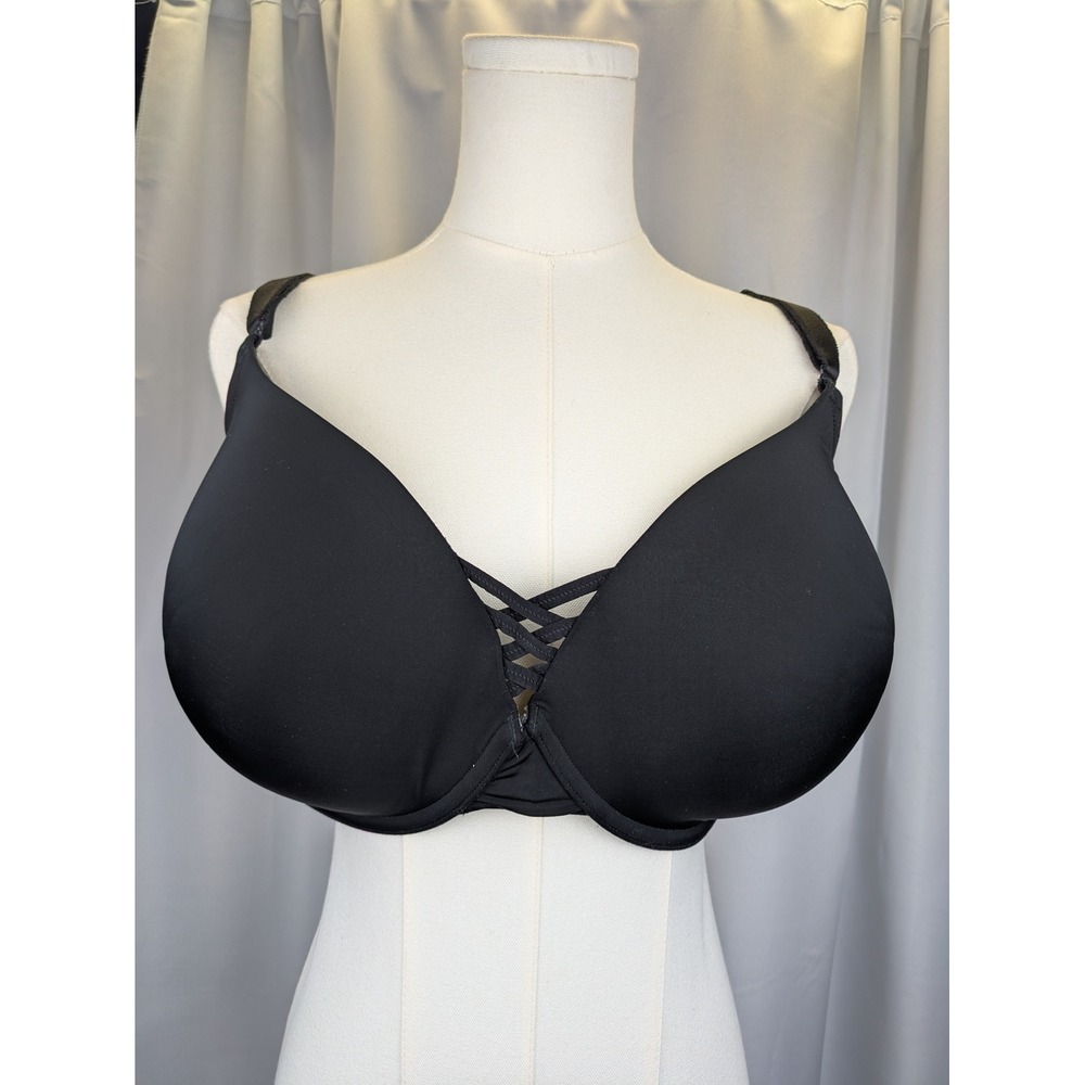 Torrid Curve Black Bra Push Up Lace Front Underwire‎ Padded Plus Est 38DD READ